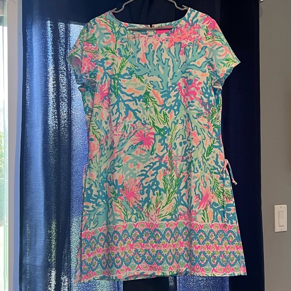 Lilly Pulitzer Blanca Stretch Romper Coral Bay Blue Pink Floral - Picture 3 of 7